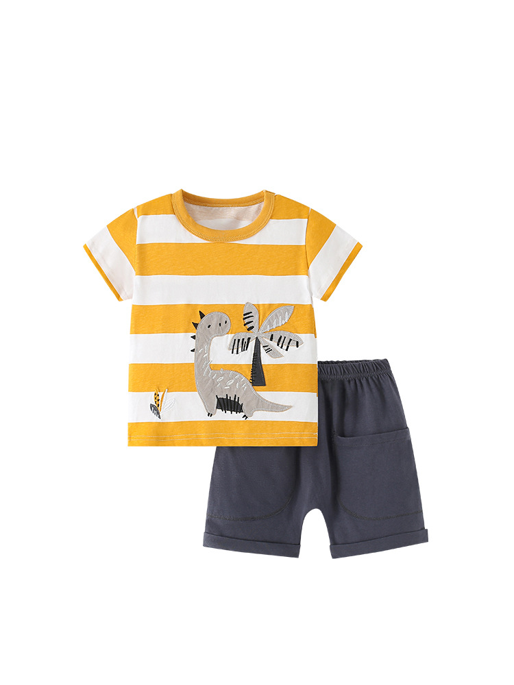 Malwee traje de dos piezas para niños verano nuevo estilo europeo y americano casual cuello redondo manga corta pantalones de cintura elástica traje