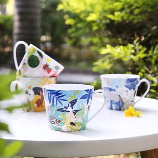 High Bone China Japanese Style Fresh Ceramic Mug Four Seasons Pastoral Style Afternoon Tea Office Household Water Cup Coffee Cup
