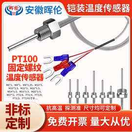 pt100温度传感器铂热电阻防水固定螺纹K型E型热电偶可加工定制