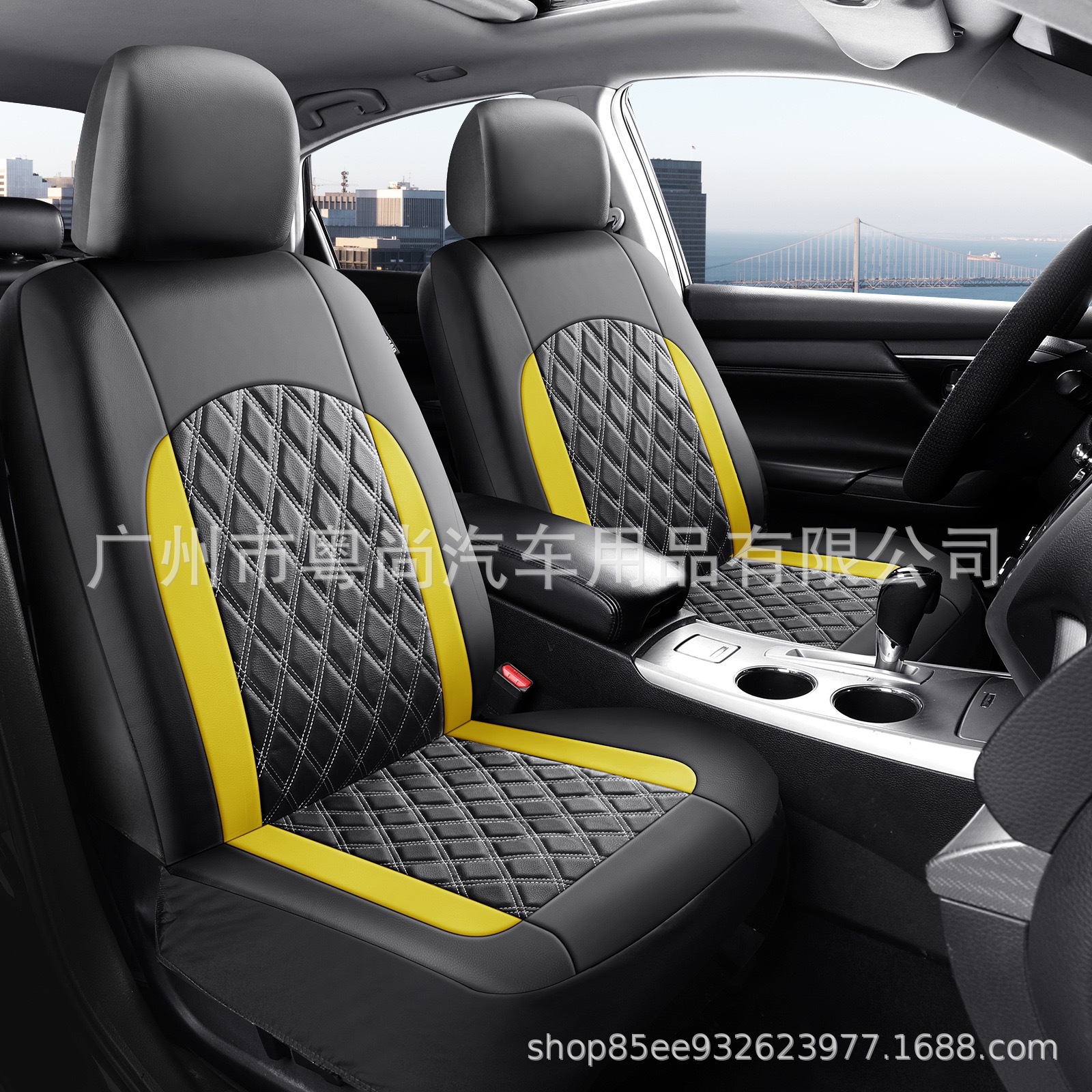 Cross-Border New Model Pu Double-Line Diamond Pattern Vertical Stripe Splicing Leather Universal Car Seat Cushion Cover Amazon Temu