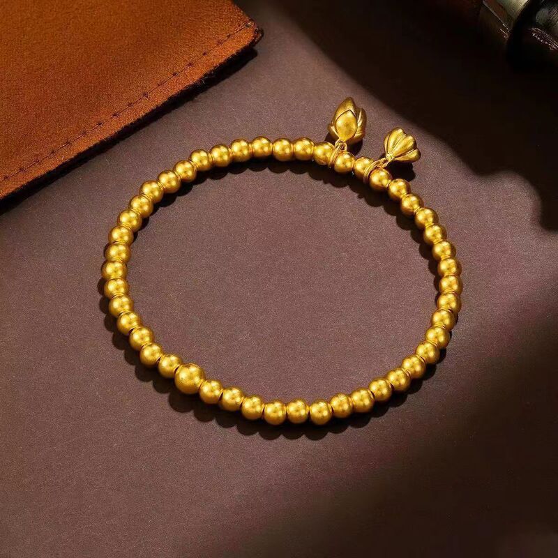 Internet Celebrities Two-generation Lotus Bracelet Ancient Law Inheritance Lotus Seed Elastic Hand Rope Vietnam Sand Gold Inheritance Bamboo Jewelry
