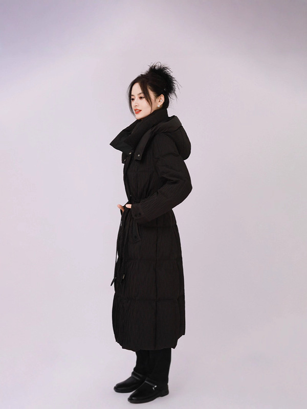 羽绒服女冬季2025新款高端大牌收腰女款修身中长款白鸭绒冬季外套|undefined