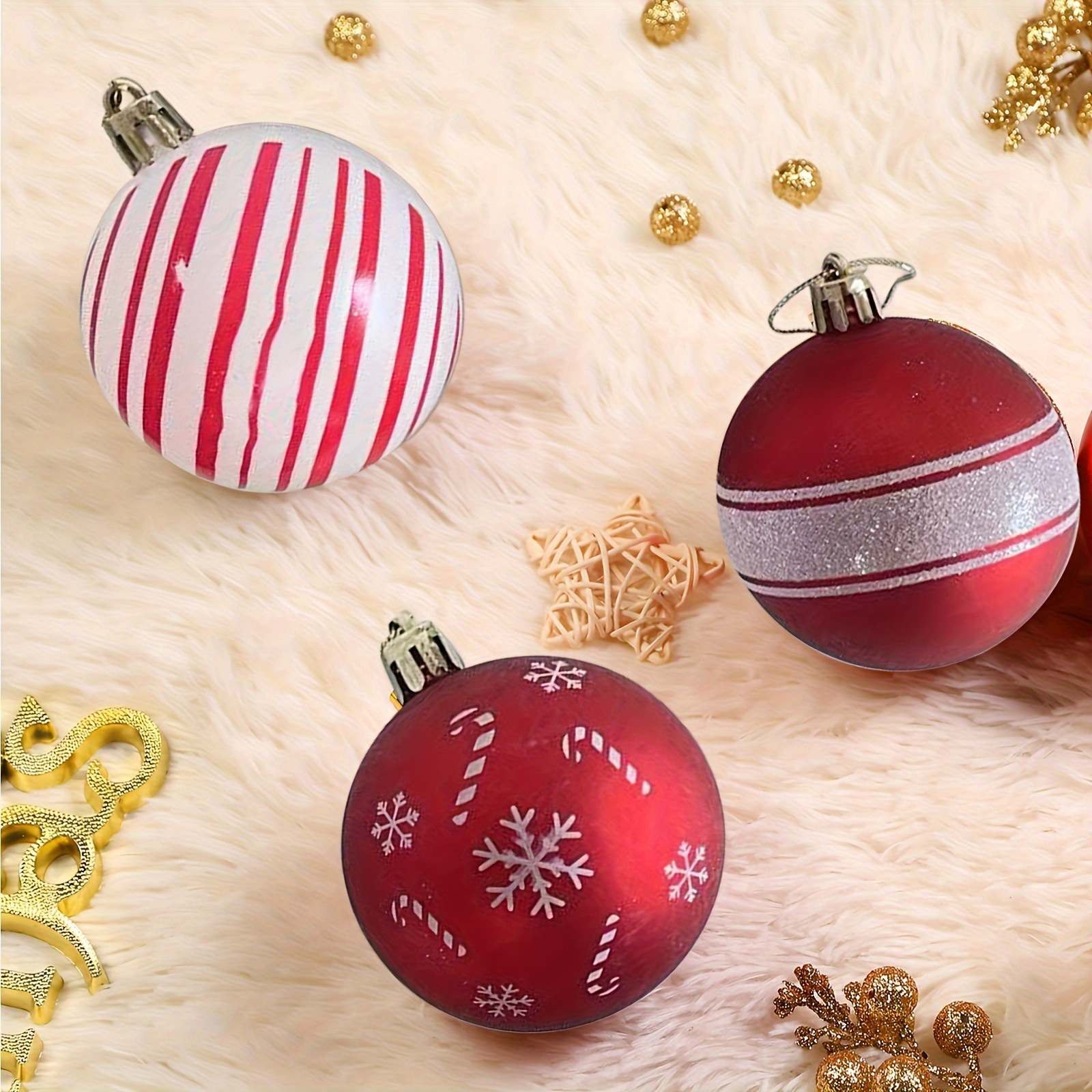 Navidad 6CM24 barril rojo y blanco Bolas de Navidad árbol de Navidad