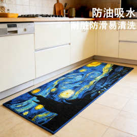 捷成地毯厨房地垫防水防油吸水耐脏梵高星空入户门垫长条厨房脚垫