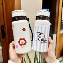 大容量保温杯女生士2024新款高颜值上学生不锈钢泡茶便携盖水杯子