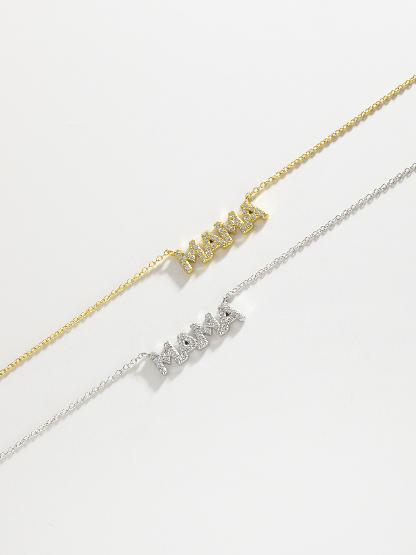 Daily Occasion 925 Sterling Silver Zircon Cable Chain Plating Inlay Letter Necklace
