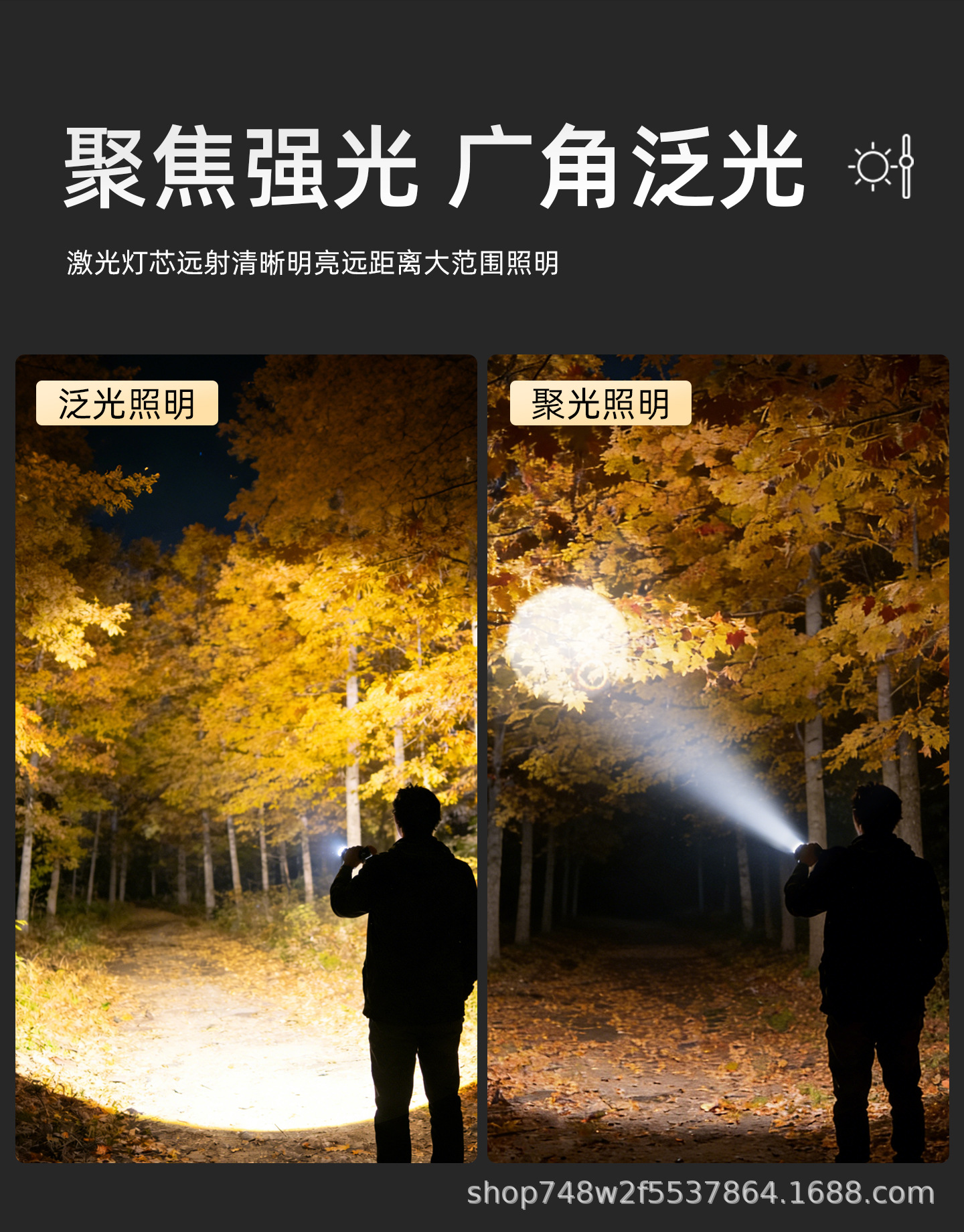 Wanxingtu Portable Flashlight with Magnetic Attachment, Ultra-Bright Laser Lighting, Zoom Function, Long Battery Life, Essential for Auto Repair and Emergencies