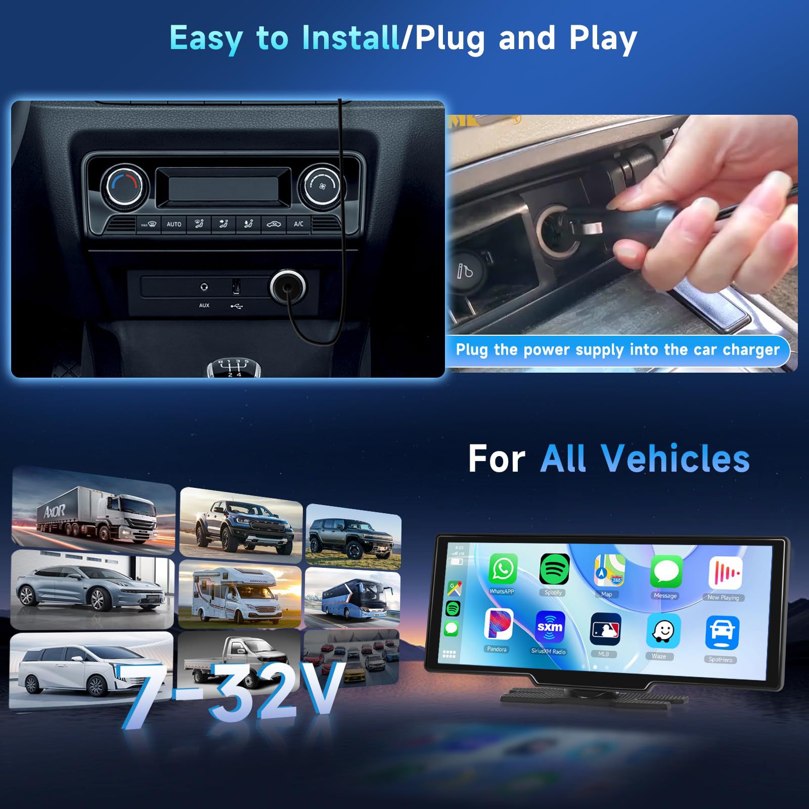 10.26inch Screen Carplay Voice Control Car Navigation Fm Radio Bluetooth Call Smart Car Wireless
