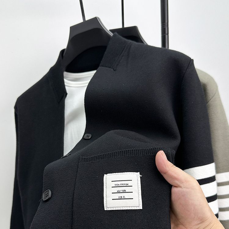 2023 Spring and Autumn new men's casual cardigan long sleeve fashion trendy patch sweater coat top 2023 Spring and Autumn new men's casual cardigan long sleeve fashion trendy patch sweater coat top