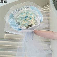 碎冰蓝渐变玫瑰永生花碎冰蓝色玫瑰花结婚手捧写真假的日花束