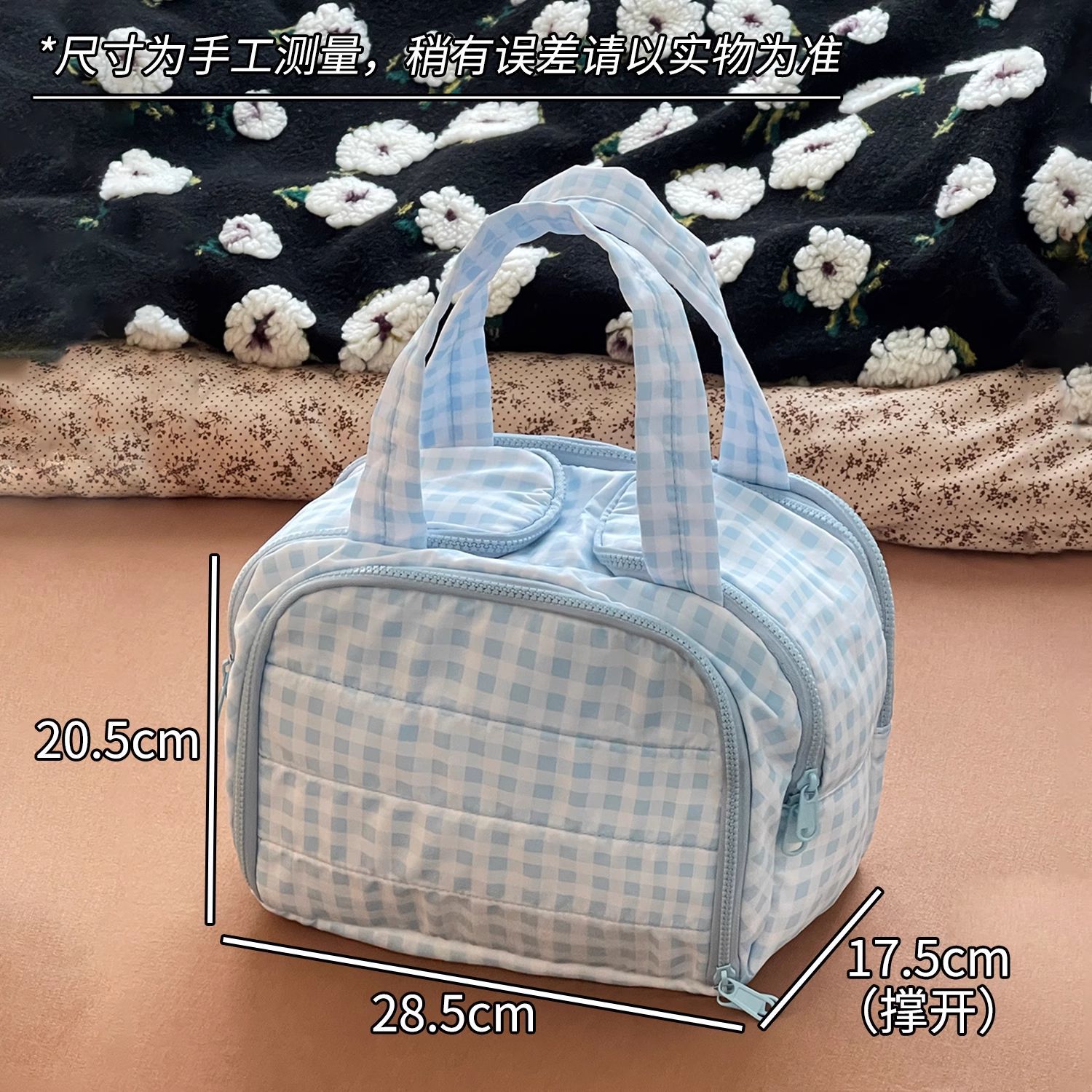 Bolso cosmético esponjoso de gran capacidad de doble ancho y cuatro abiertos 2025 nuevo viaje, lavado y viaje de negocios, almacenamiento de partición multifuncional