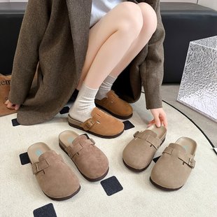 Korean Style Baotou Half Slippers 2025 New Summer Outer Wear Slip-On Slip-Ons Casual Large Size Flats Slippers