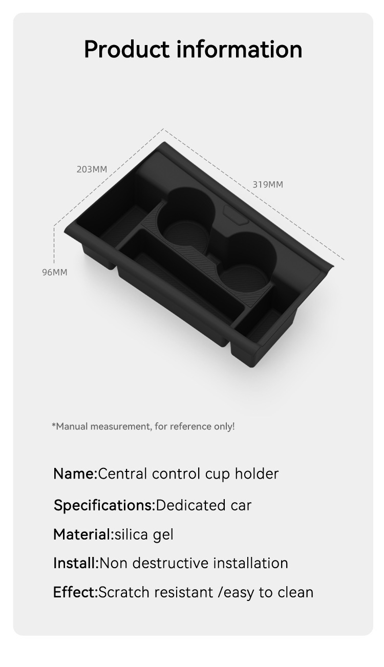Suitable for 25 models of Hyundai KONA, this center console cup holder cover is a silicone protective and anti-slip mat, a car accessory for modification