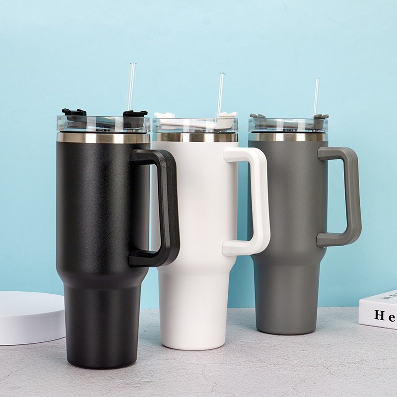 Transfronterizos al aire libre 40oz taza de hielo de acero inoxidable taza de paja de doble capa portátil de automóvil taza de calor comercio exterior venta al por mayor
