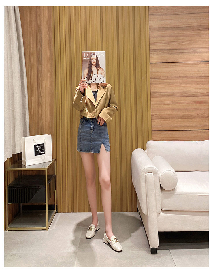 Giày lười nữ mũi vuông khóa kim loại gót thấp 1-3 cm — Màu mơ, Màu đen chi tiết 19