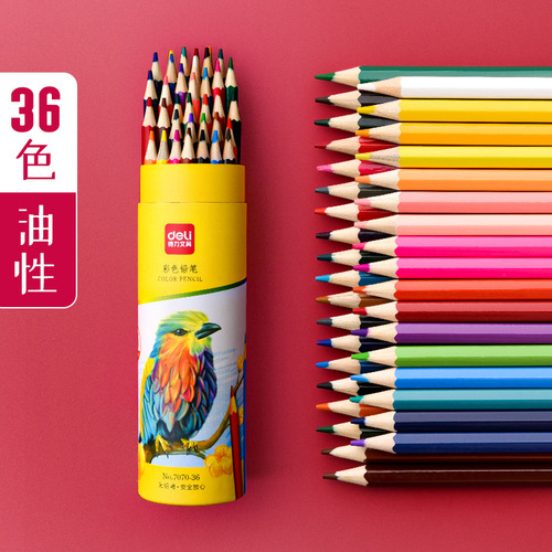 Deli color lead water-soluble color lead 36-color oil-based color pen erasable painting brush set hand-painted color pencil