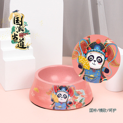 New Pet Bowl Bamboo Fiber Dog Bowl National Style Neck Protecting Cat Bowl Water Bowl Pet Food Bowl Tableware Dog Food Bowl Wholesale