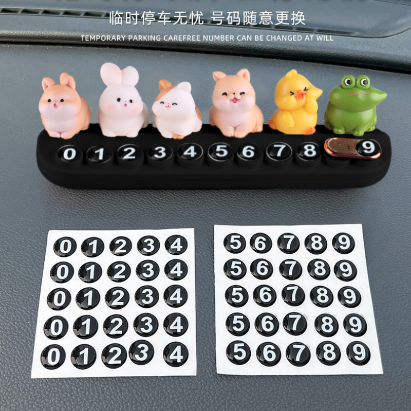 Placas de estacionamiento temporales pueden ocultarse adorables creativas pequeñas mascotas para moverse placa telefónica de estacionamiento adornos