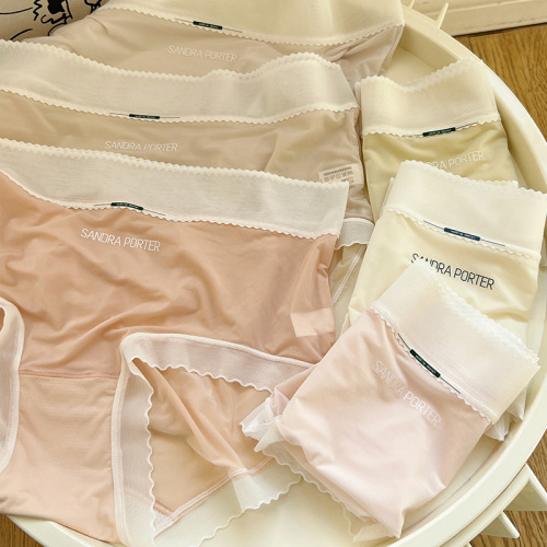 50g ultra-thin quick-drying traceless ice silk air mask pants mid-high waist pure cotton antibacterial crotch large size underwear for women wholesale