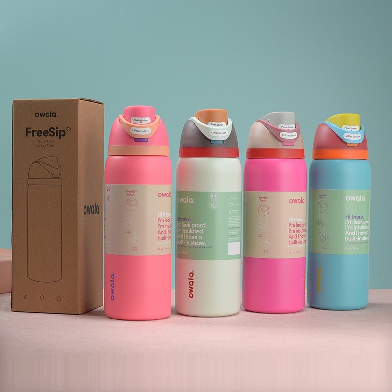 New Double-Drink Fruit Cup with Rubber Lid, Large-Capacity Direct-Drink Straw Thermos Cup, Outdoor Portable Sports Water Bottle