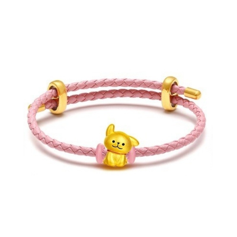 라인 강아지 + 핑크 가죽 로프 + 인증서 + 카운터 고급 포장