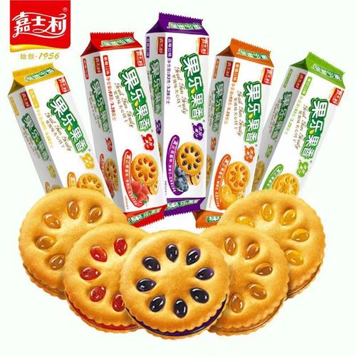 Jiashili Fruity Fruity Sandwich Biscuits 93g*30 Pack Whole Box Wholesale Fruity Sandwich Biscuits Casual Snacks