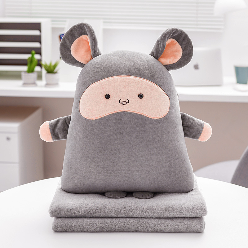 Almohada edredón Almohada de doble uso Manta plegable Cojín interior del coche Almohada Aire acondicionado dos en uno Oficina Siesta