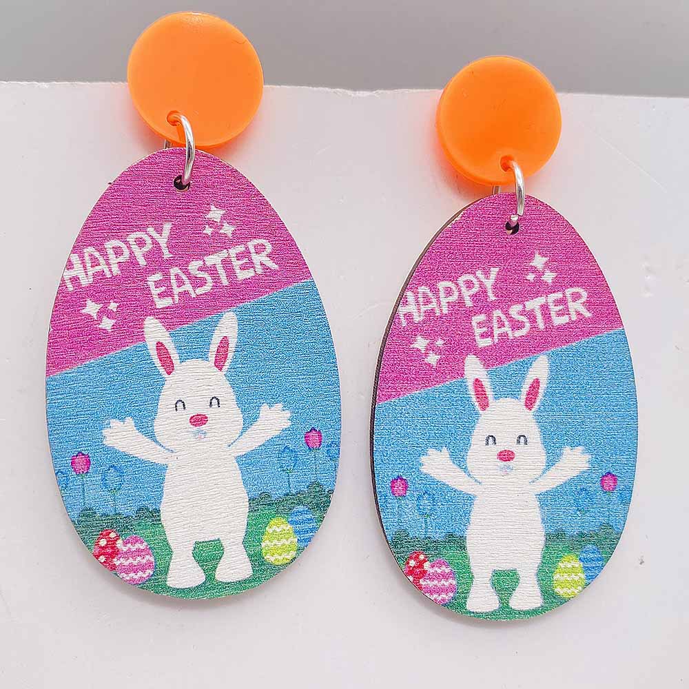 1 Pair Cute Rabbit Letter Wood Drop Earrings display picture 6