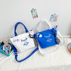 日系可愛帆布包包女2022新款ins小清新少女斜挎包學生手提水桶包