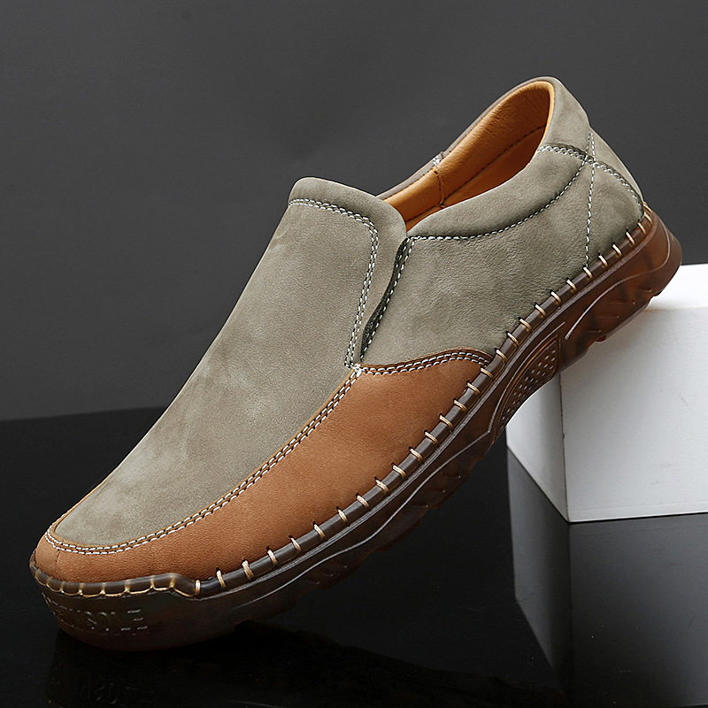 Men's Loafers In Genuine Leather, Breathable, Slip-On Casual Shoes For Summer, Trendy Goodyear Handmade Men's Shoes_vogvips.com