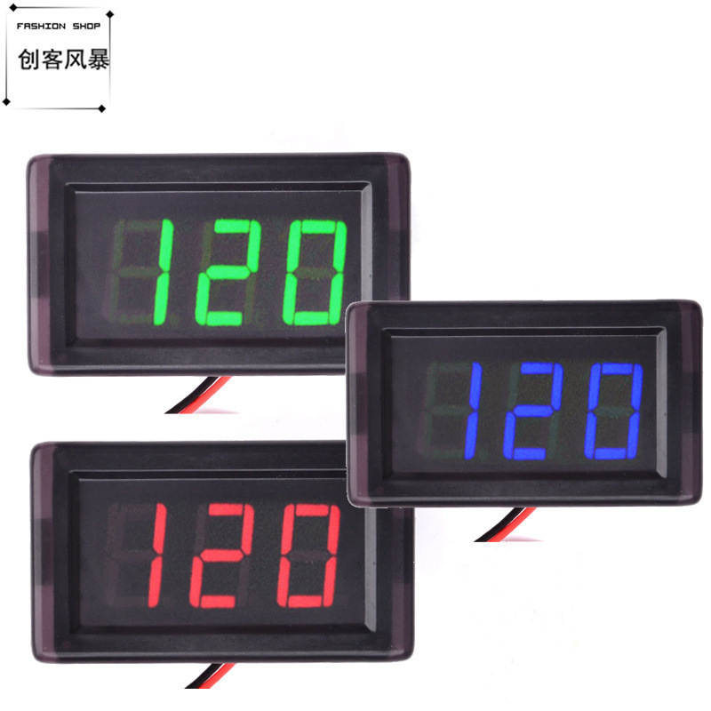 款两线0.56寸DC5V-120V电动车数显电压表LED数码管三位数显红色表