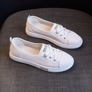 First-Layer Cowhide Lazy Genuine Leather White Shoes for Women 2025 Autumn and Summer New Flats-Soled One-Leg Versatile Shallow Mouth Women's Shoes