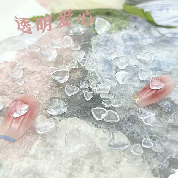 Transparent love nail jewelry wholesale net red explosions ice through three-dimensional resin blush small heart nail decorations