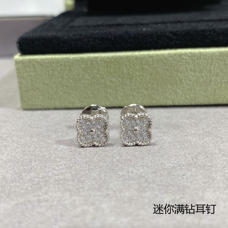梵家高版本925银四叶草耳钉女18k玫瑰金耳环气质玛瑙纯银节日礼物|undefined