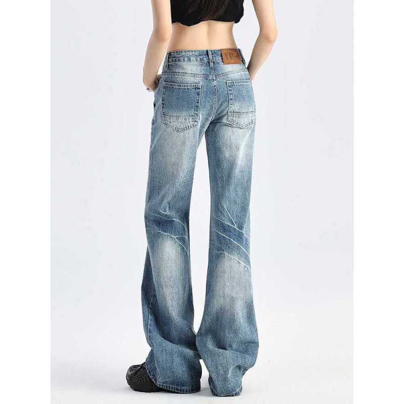 American Retro Low-Waist Flared Jeans for Women, 2026 Spring New Style, Narrow Straight-Leg, Slimming, Non-Tight Flared Pants
