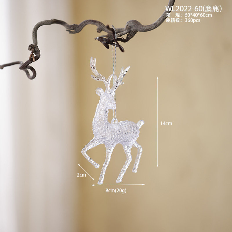 Nuevos productos transfronterizos transparentes copo de nieve acrílico decoraciones de árbol de Navidad guirnaldas bolsas de regalo colgante diseño accesorios colgante