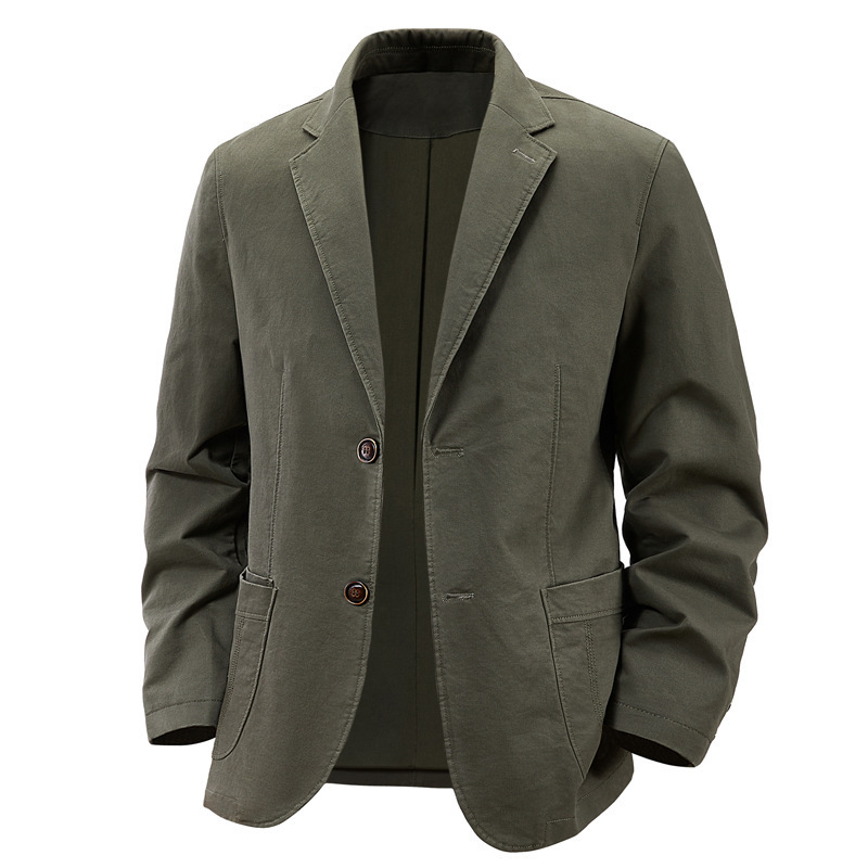 2025 Spring and Autumn New Men's Casual Suit Solid Color Washed Cotton Two-Button Small Suit Jacket Men 9806
