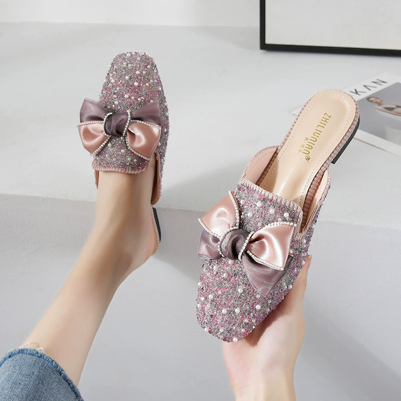 2026 Новые Бaoту Half Slippers Женские кожаные мюли плоские обувь для отдыха сандалии 41-43