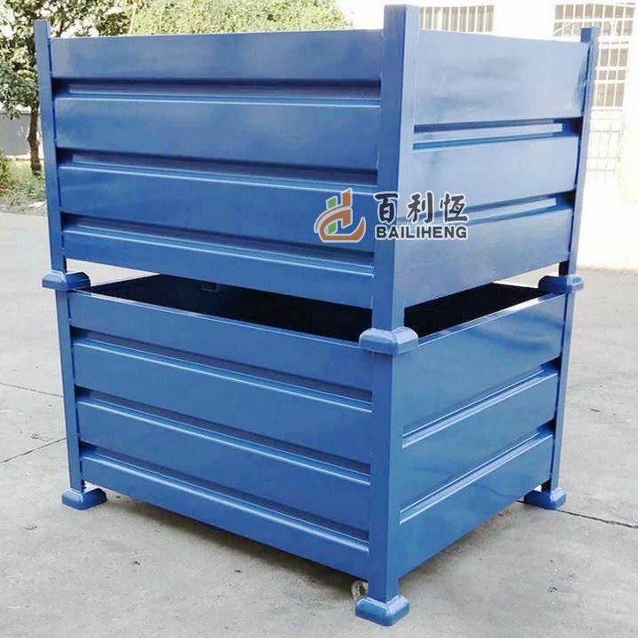 废料箱铁屑堆垛箱钢制料箱金属折叠仓储板箱物流周转箱周转笼