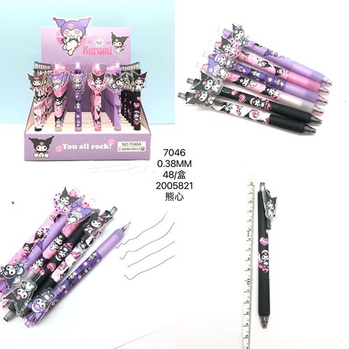7043 wholesale cartoon cute little girl press gel pen high-value press pen student stationery girl heart