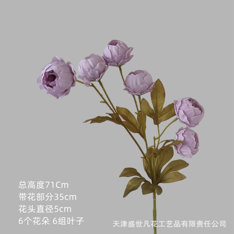 Flor Artificial 6-cabeza exquisita peonía artificial peonía flor boda Home Hotel accesorios de tiro Flor de seda flor artificial al por mayor