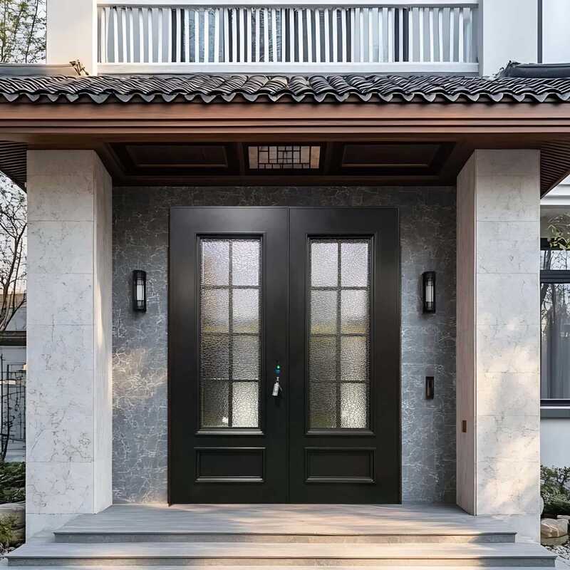 High-End Custom-Made Finely Carved Cast Aluminum Door with Glass Inserts, Classic French-Style Anti-Theft Entrance Door High-End Custom-Made Finely Carved Cast Aluminum Door with Glass Inserts, Classic French-Style Anti-Theft Entrance Door