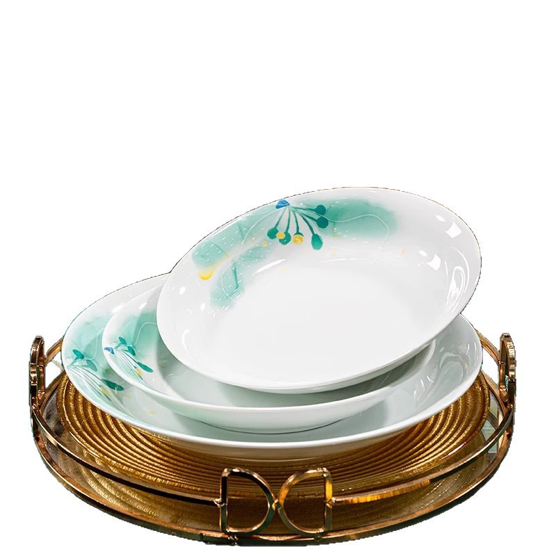 Новинки Jingdezhen чаши белой керамики при высокой температуре, набор из 68 головок цветущие миски, тарелки и ложки комплект подарочной коробки с новосельем