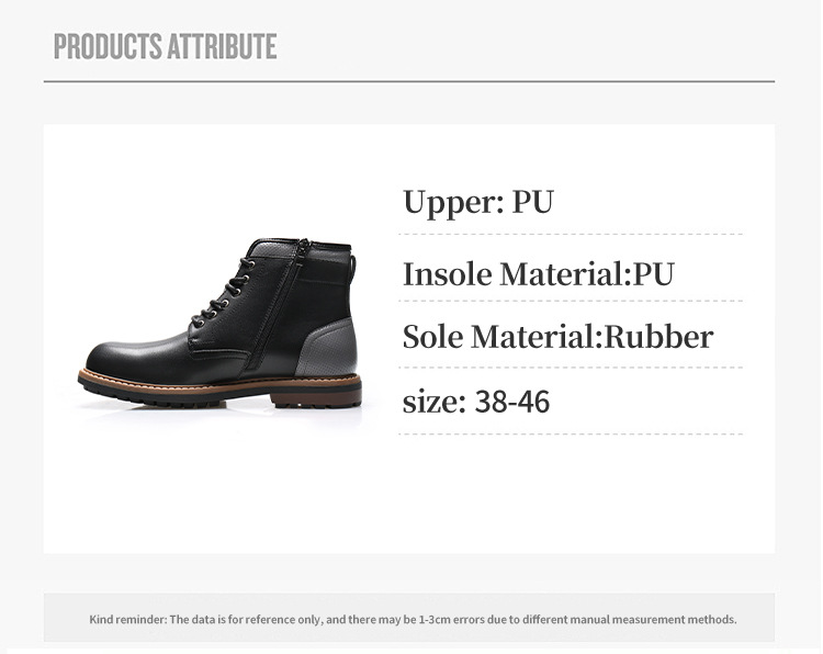 Men's lace-up boots British style retro side zip ankle boots_voghion.com