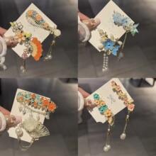 古风花朵流苏发夹气质刘海侧边流苏夹网发卡汉服新款头饰时尚鸭嘴