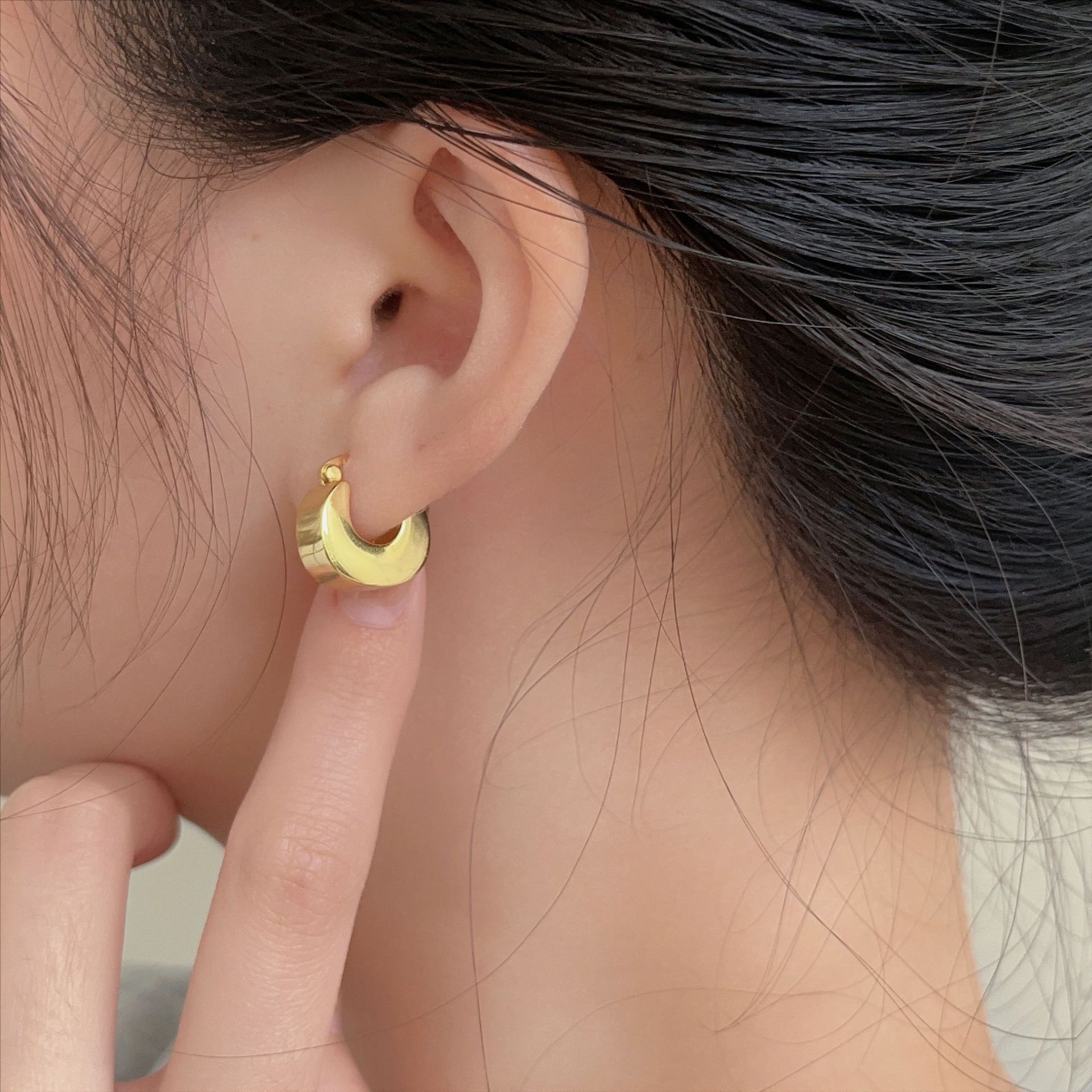 18K Gold Plated Plating Material 1 Pair 18K Gold Plated 925 Sterling Silver 925 Sterling Silver Earrings U Shape Solid Color Earrings