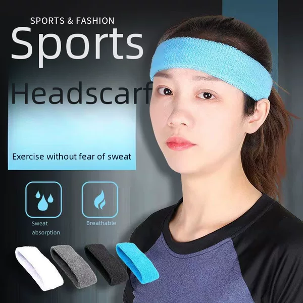 Factory in stock outdoor quick-drying breathable sweat-absorbent sports headscarf cotton wrist band headband hair band set basketball headband