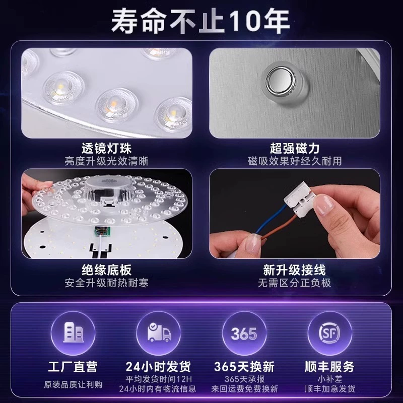 LED ceiling light, magnetic super bright changeable light source, 24W