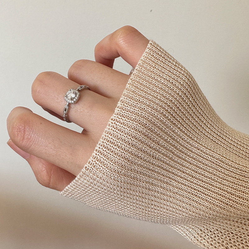 锆石链条方钻戒指女闪爆婚戒平替高级感温柔精致食指简约新款