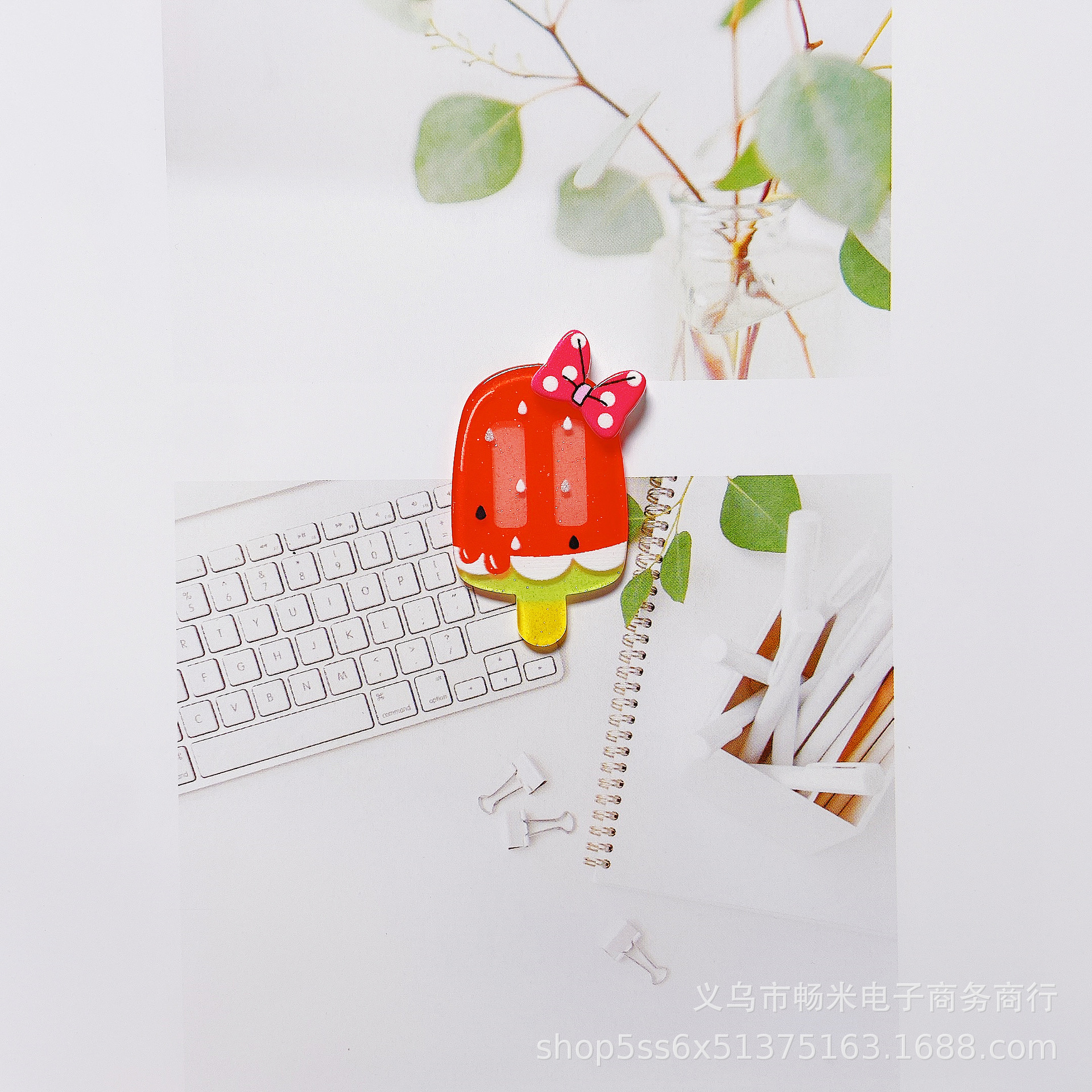 Creative Popsicle tridimensional parche acrílico de doble capa joyería de la cáscara del teléfono móvil con llavero bricolaje pendientes hechos a mano material